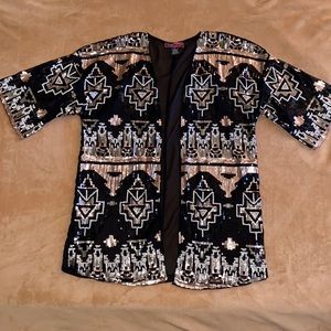 Western black and gold sequin kimono.